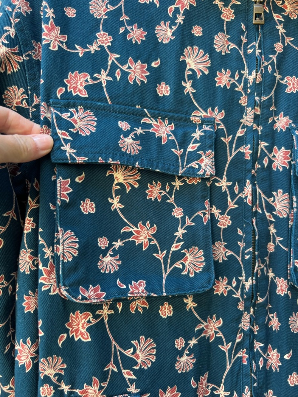 Floral Utility Jumpsuit in Deep Teal - Picture 8 of 11